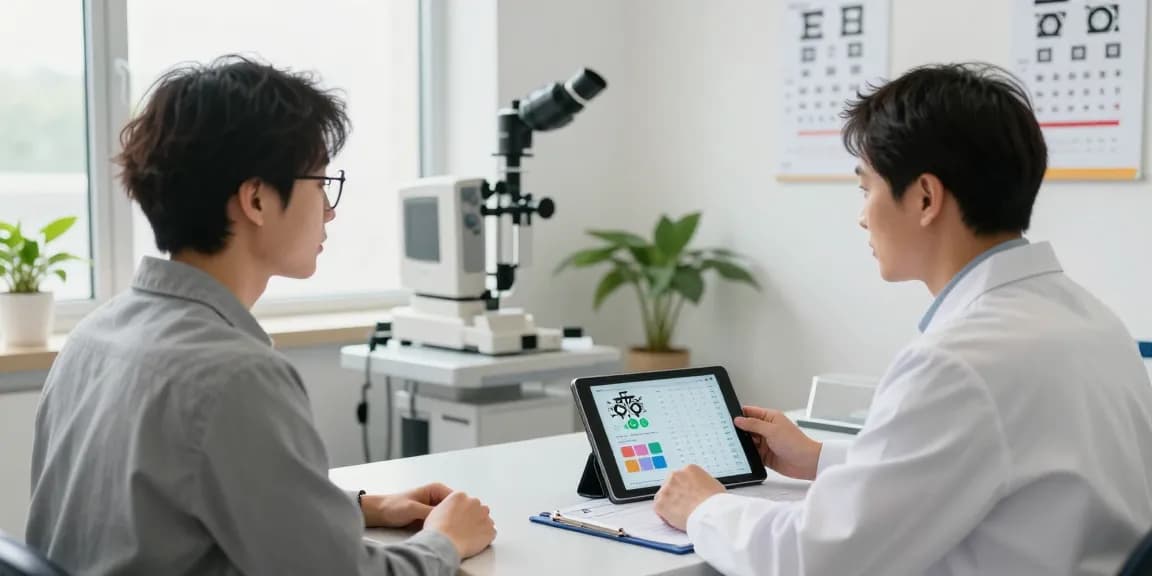 Consultation on ICL pricing at SNU Eye Clinic featuring doctor and patient in modern exam room