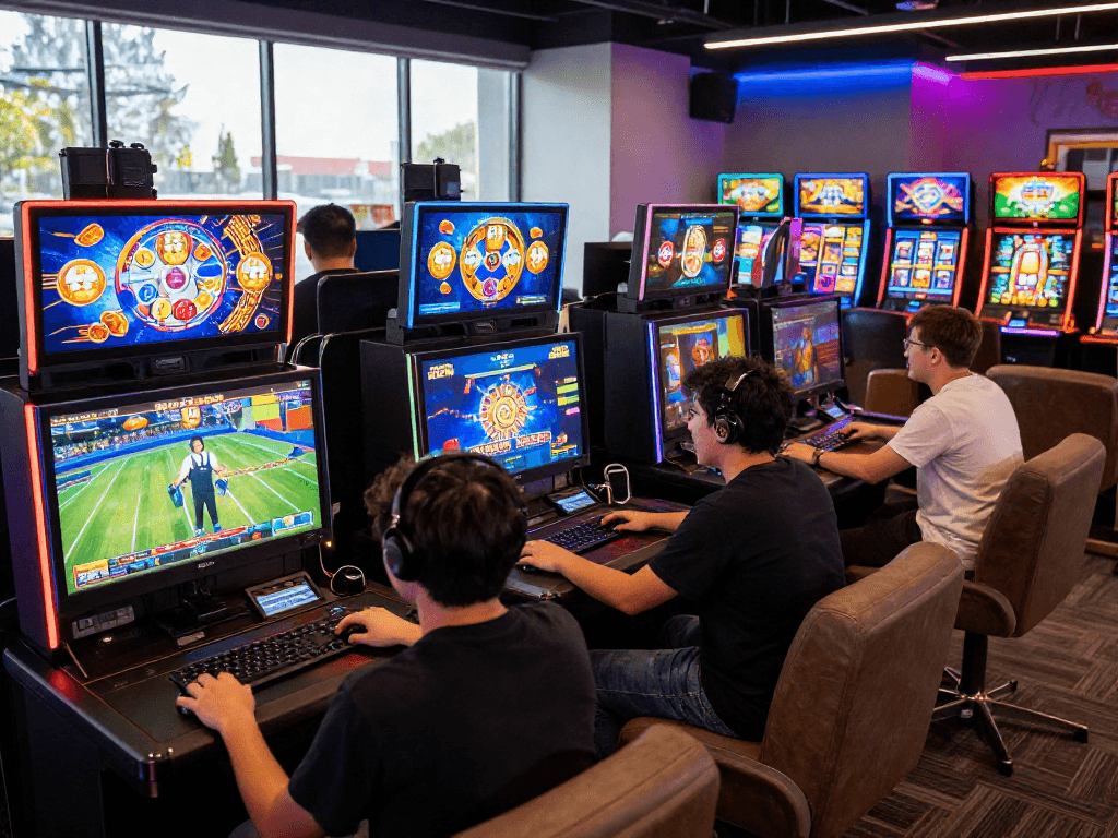 Exciting raja 328 online gaming scene with players winning and engaging in various games.