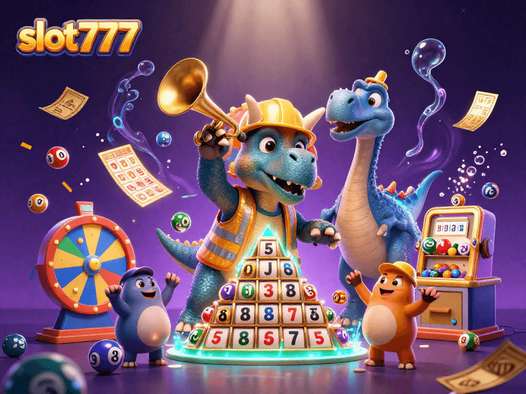 Experience exciting slot777 action with a colorful 3D digital casino scene filled with vibrant gaming elements.