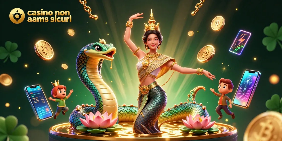 Interagisci con i casinò non AAMS sicuri attraverso un'illustrazione 3D vivace che mostra personaggi dinamici ed elementi crypto.