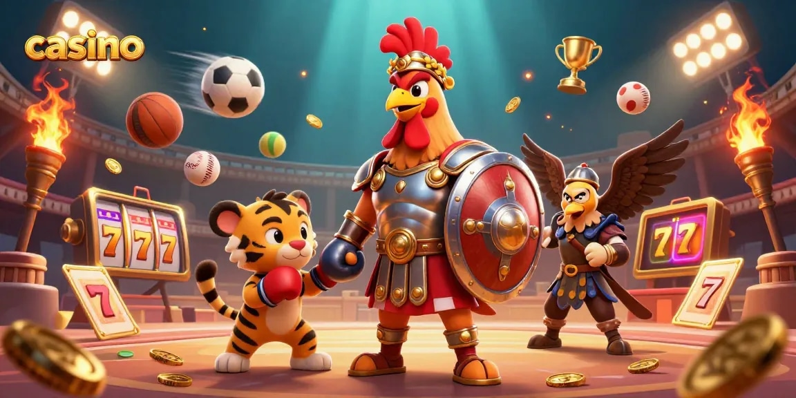 Engaging scene at a lively casino with characters showcasing vibrant casino action and classic gaming elements.