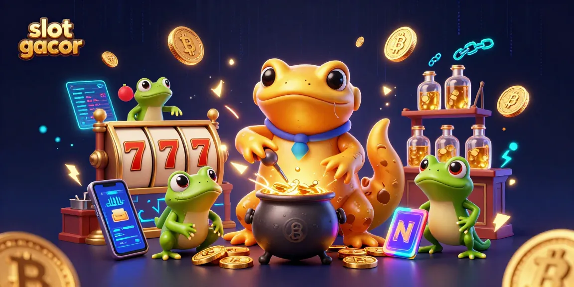 Experience thrilling slot gacor action in a magical 3D scene with golden alchemists and rich casino elements.