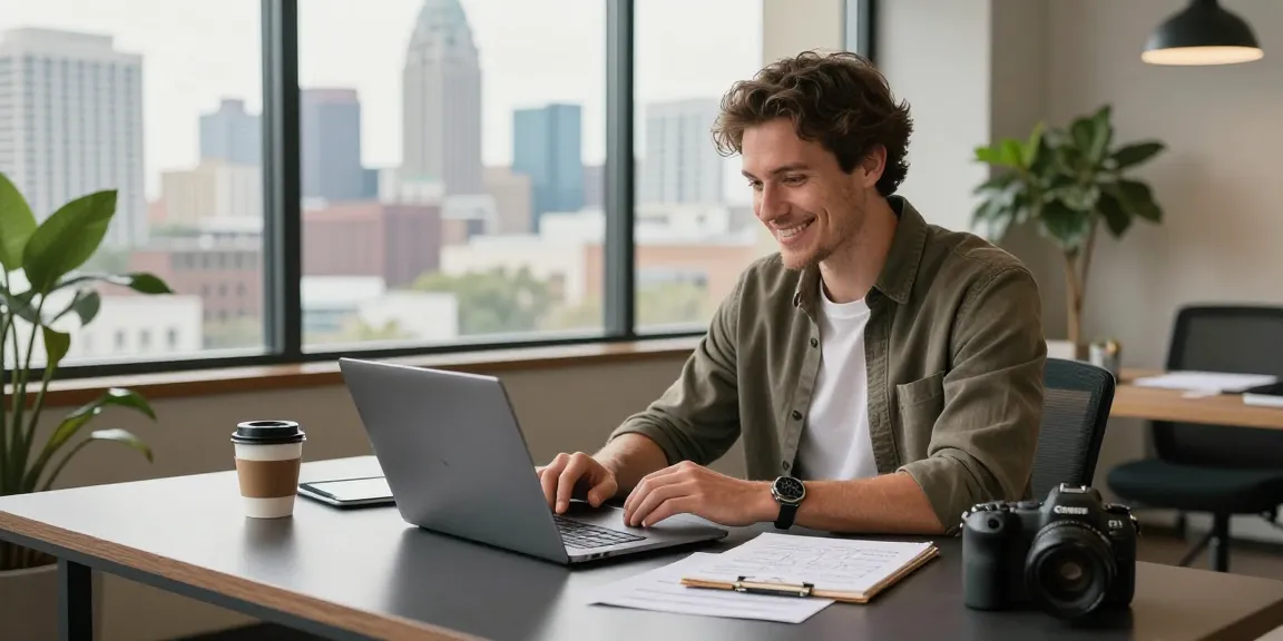 David Vepraskas Atlanta engaging in creative business activities in a bright office space.