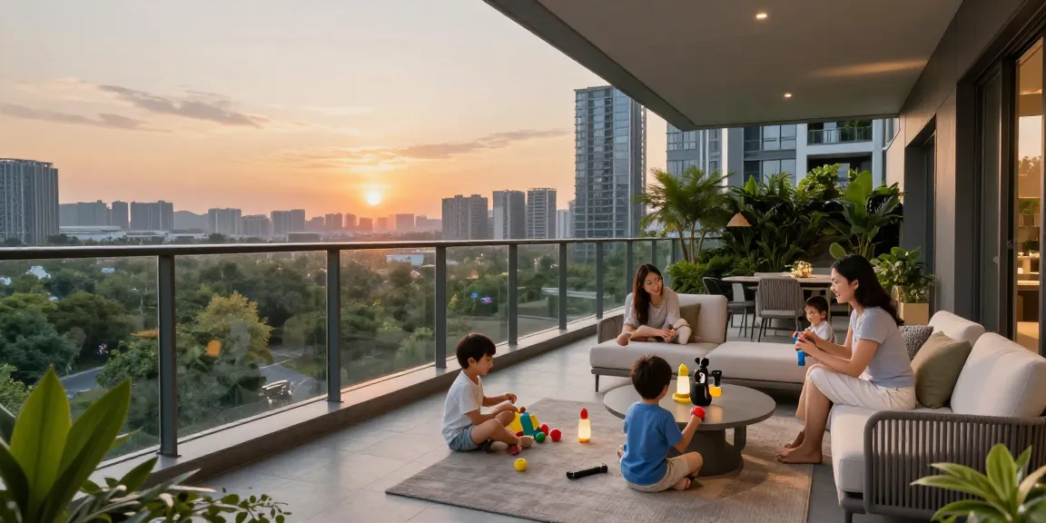 Dover Residences Price showcased in a luxurious family living space with stunning skyline views and modern decor.