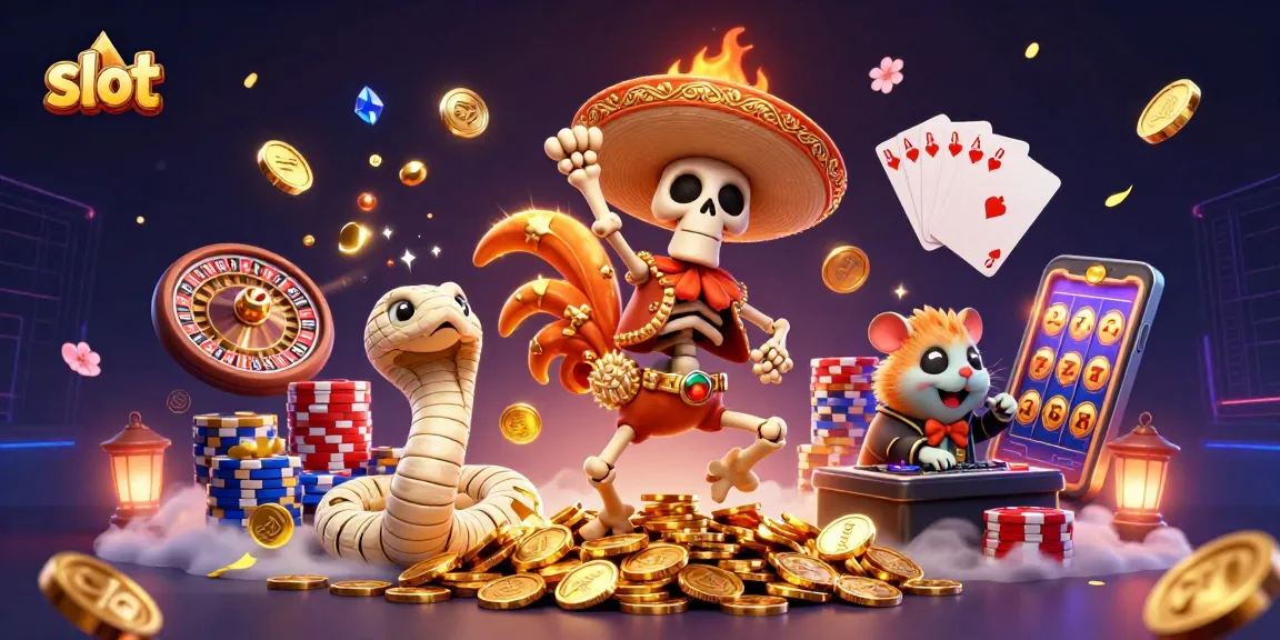 Slot yang menarik dengan skeleton mariachi, ular mummy, dan hamster DJ dalam suasana kasino yang ceria.