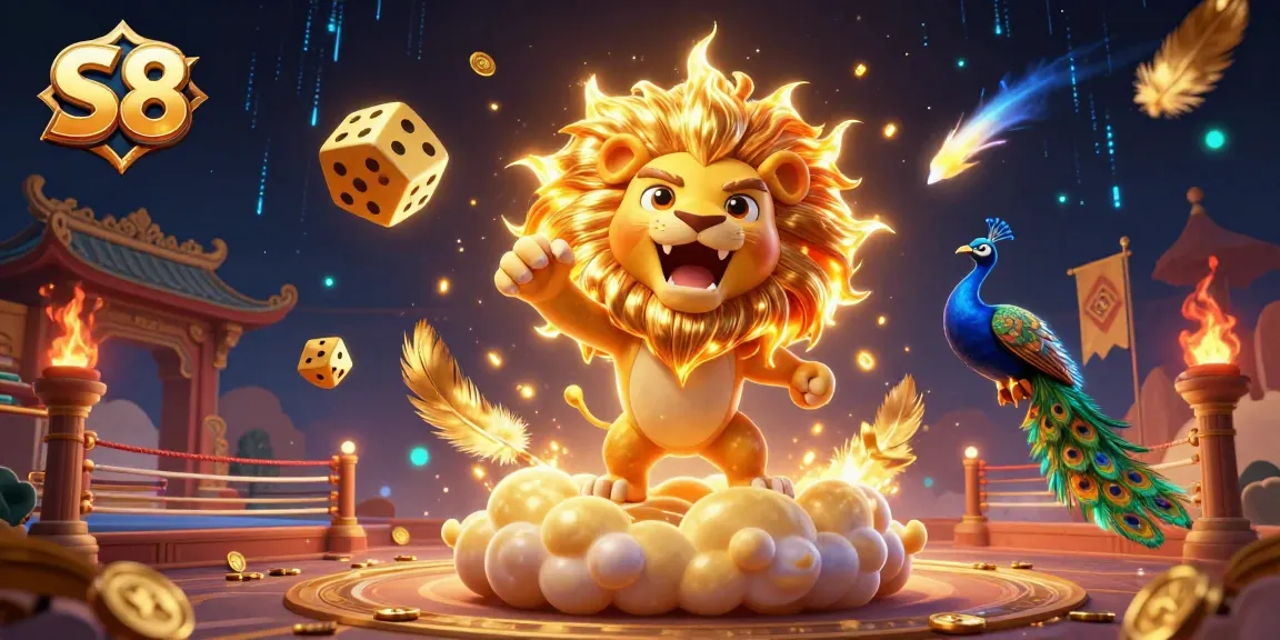 Experience the excitement of S8 as the sun lion roars on a cloud platform surrounded by dazzling casino elements.