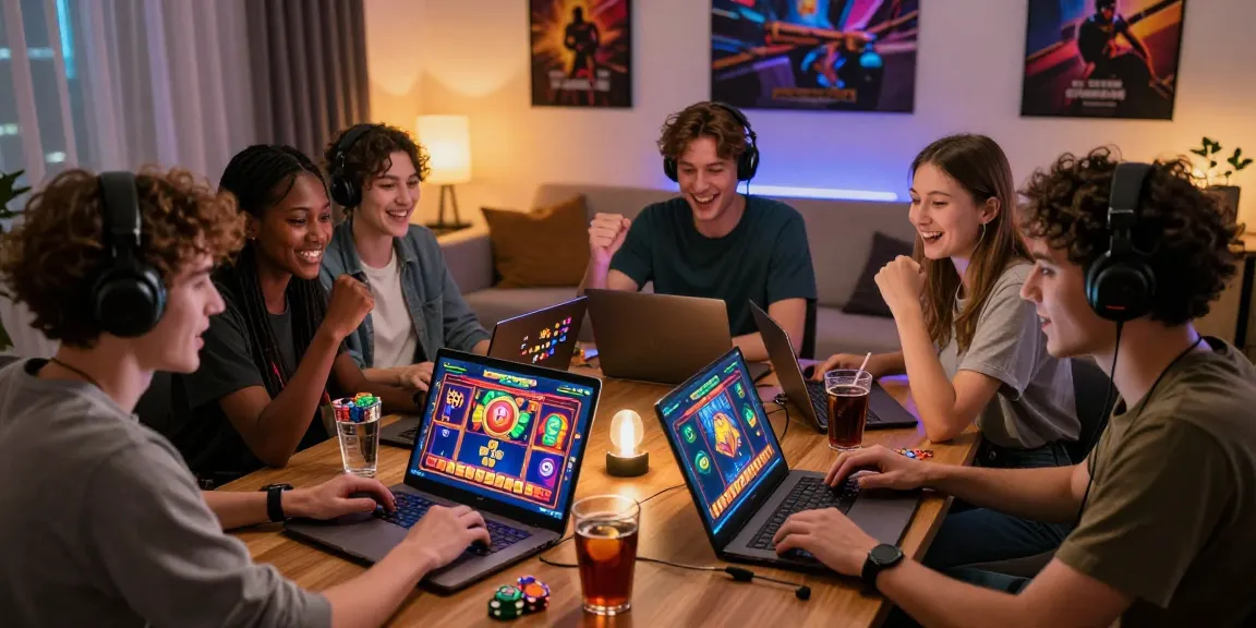 Exciting gaming session at home with friends using link situs888 for online slots.
