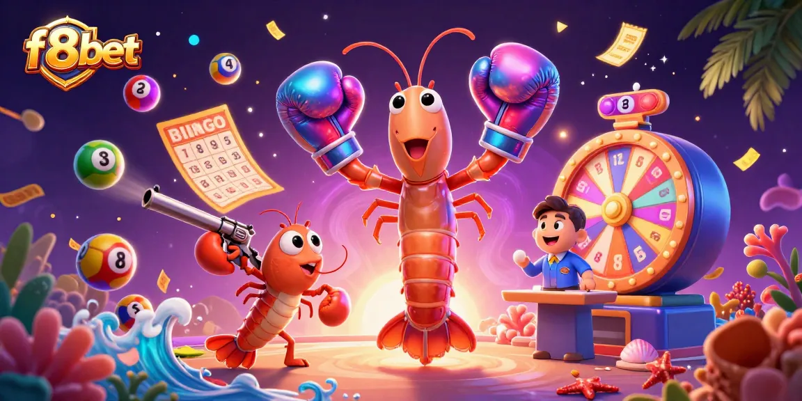 Engage with f8bet's gaming excitement featuring lively lottery elements and dynamic animated characters.