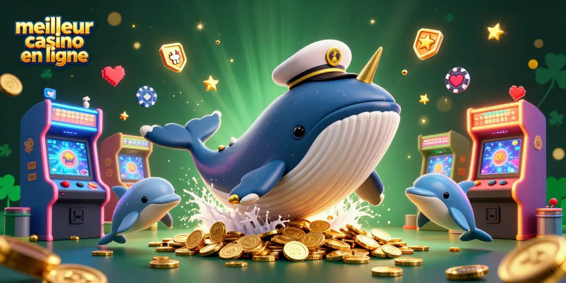 Gagnez gros au meilleur casino en ligne avec des dauphins ludiques, une baleine majestueuse, et des éléments d'arcade vibrants.