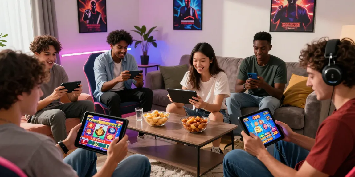 Exciting gamers enjoying เว็บสล็อต แตกง่าย 2021 ฝากถอน ไม่มี ขั้นต่ํา in a vibrant living room setup with modern technology and engaging visuals.