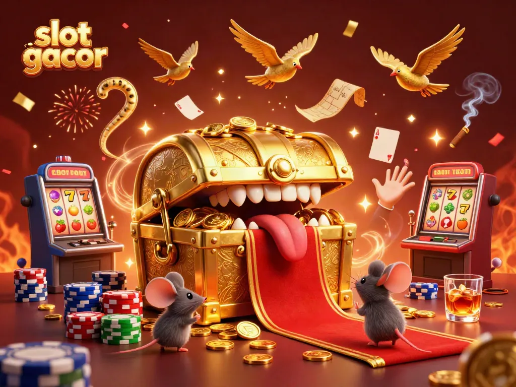 Engage with thrilling slot gacor adventures through dynamic cartoon visuals of treasure and casino excitement.