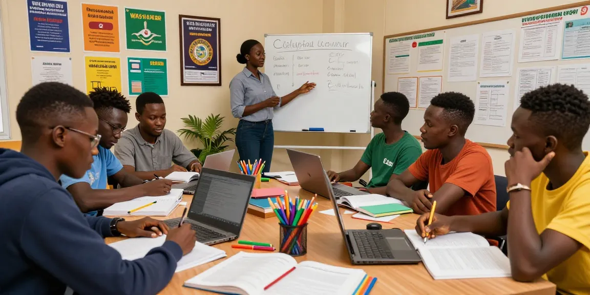 Students collaborating in a vibrant classroom setting, gearing up for the 2026 WAEC expo.
