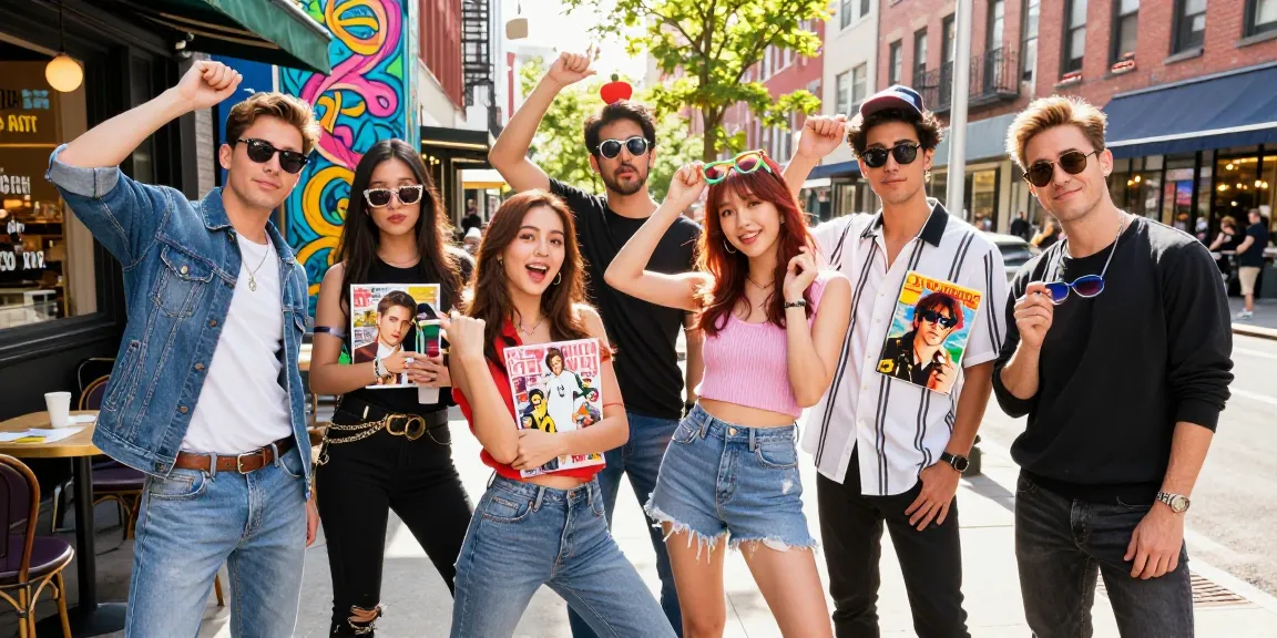 Celebrities that look alike friends posing playfully in urban setting