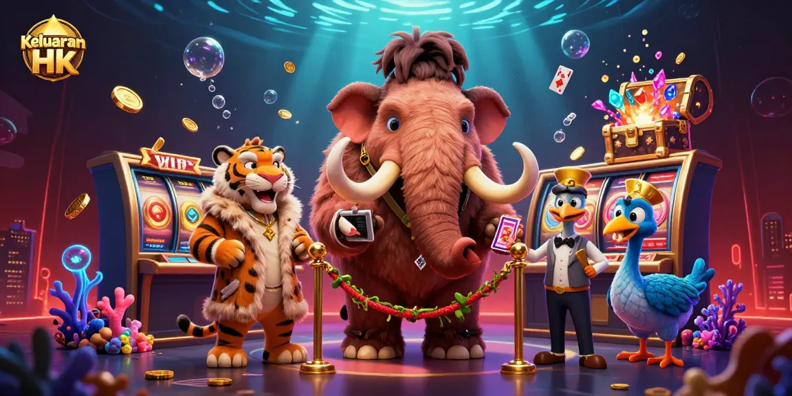 Keluaran Hk displays a vibrant 3D illustration of casino characters amidst dynamic gaming elements, ideal for immersive online gaming.