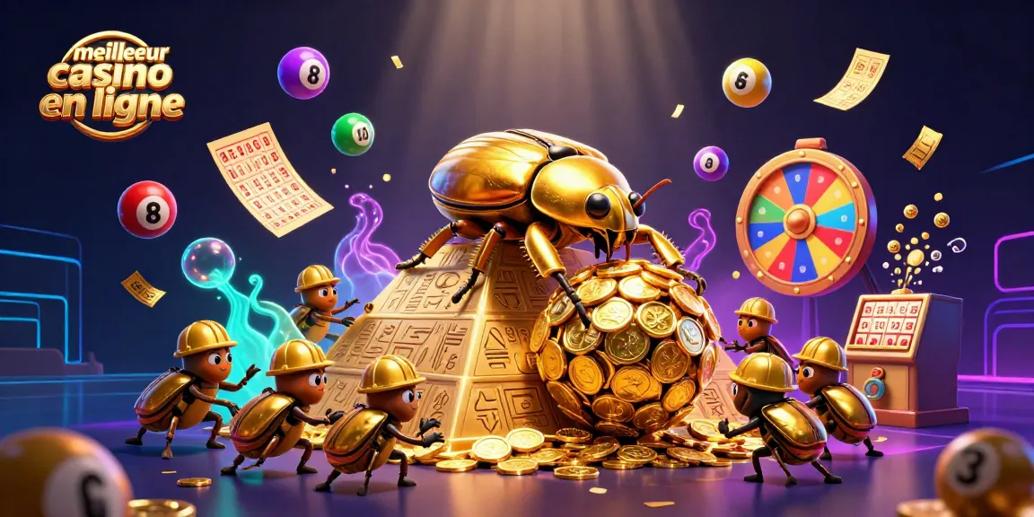 Visualisez le meilleur casino en ligne avec une scène dynamique de jeux et de chance.