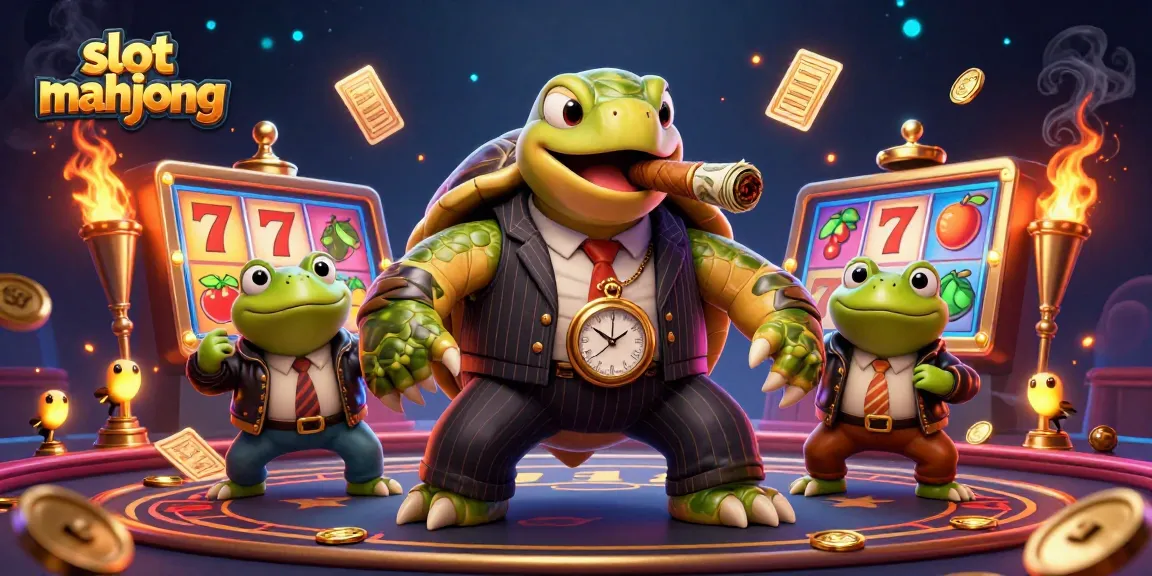 Experience the thrill of slot mahjong with vibrant characters and dynamic visuals in this 3D casino illustration.