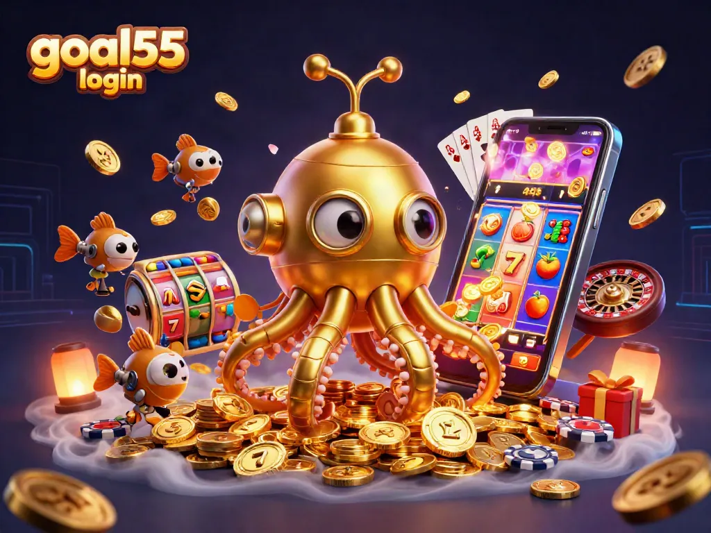 Jelajahi dunia slot dengan goal55 login di tengah suasana pecahan koin emas yang kaya!