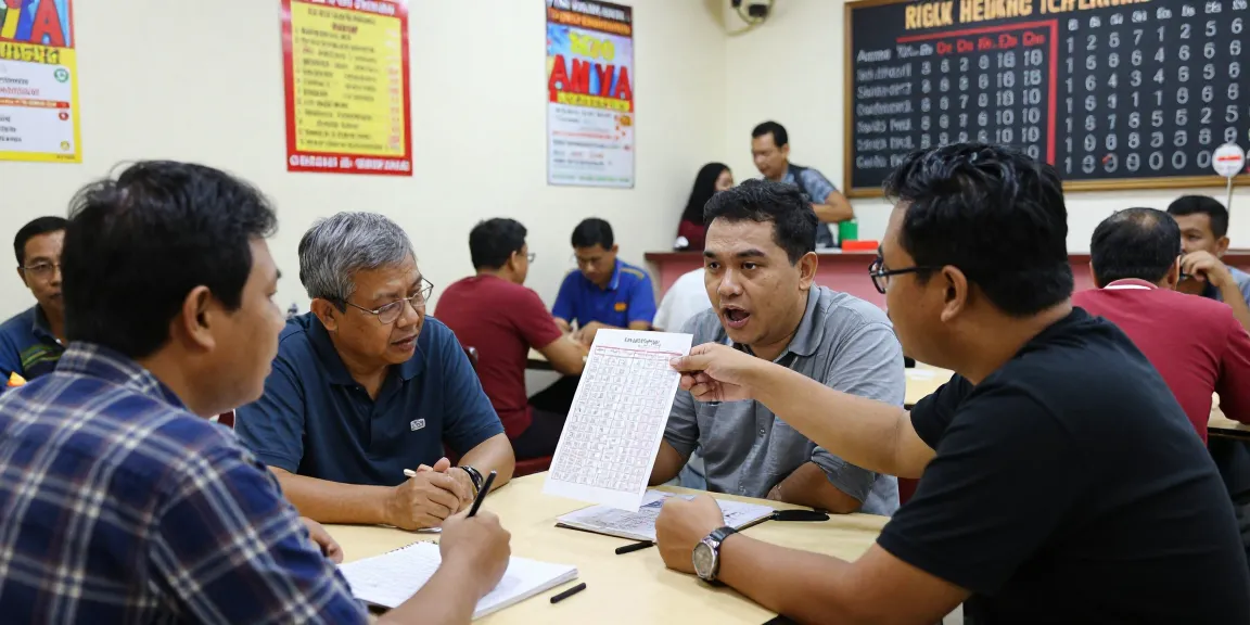Suasana ramai di kafe togel dengan pemain berdiskusi angka rejeki, menciptakan energi positif dalam komunitas togel.
