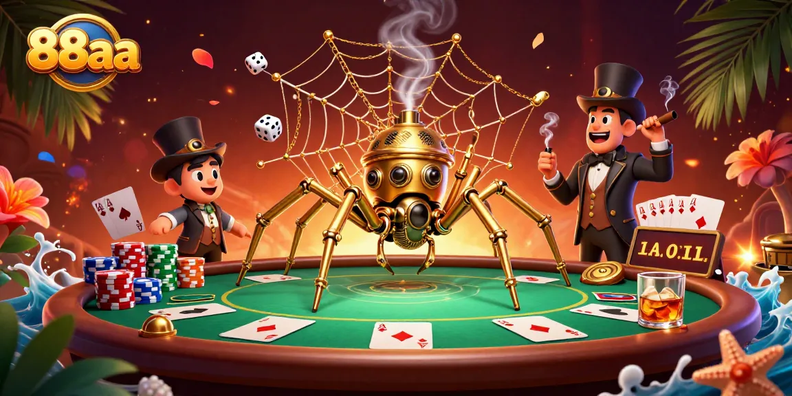 Engage in thrilling gameplay at 88aa with dynamic poker and steampunk elements in a vibrant casino scene.
