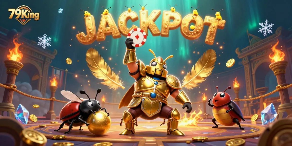 Experience thrilling wins at 79King with a vibrant casino scene showcasing beetles and dynamic game elements.