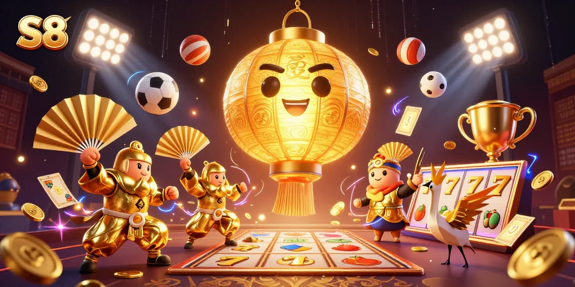 S8 players spin golden slot reels with thrilling sports betting action and vibrant casino energy