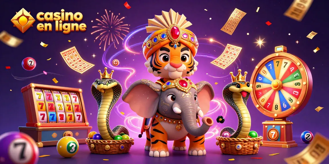 Jouer à des jeux palpitants de casino en ligne avec un tigre maharaja et un éléphant ornés.