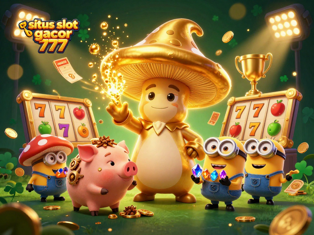 Sparking excitement with situs slot gacor 777, immerse in a vibrant jackpot scene filled with animation and treasure.