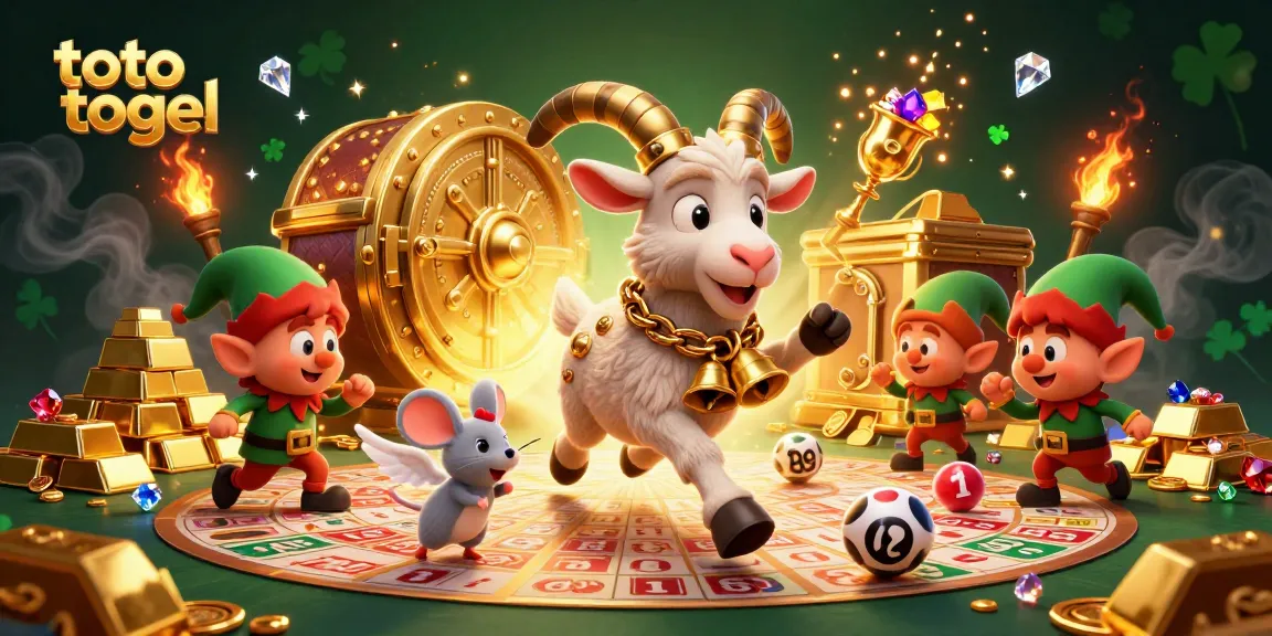 Engage with toto togel in a festive casino scene, where a Krampus goat and an angel mouse bring thrilling lottery excitement.