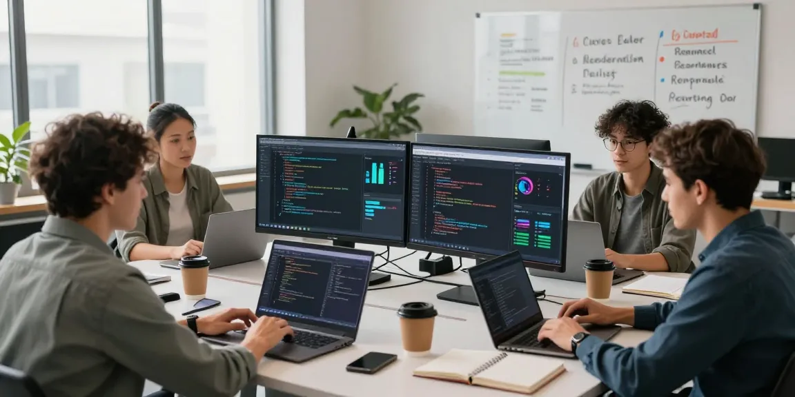 Team collaborating on AI image detector solutions in a modern workspace