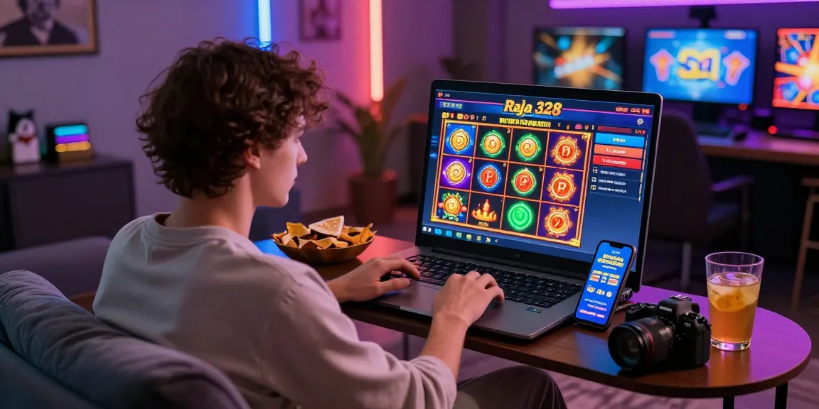Engaged user enjoying the raja 328 online casino experience with vibrant visuals.