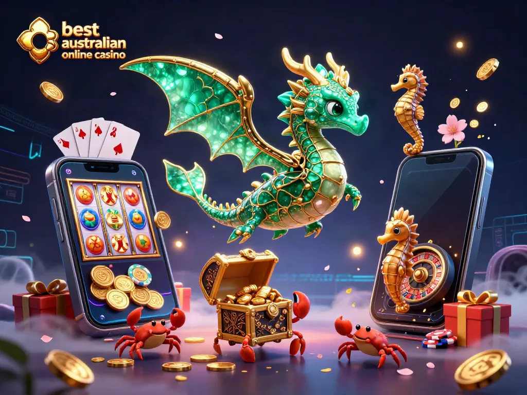 Experience the best australian online casino with vibrant gaming elements and mythical creatures.