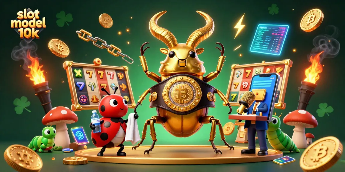 Engage in the slot modal 10k excitement with a golden stag beetle and vibrant casino elements.