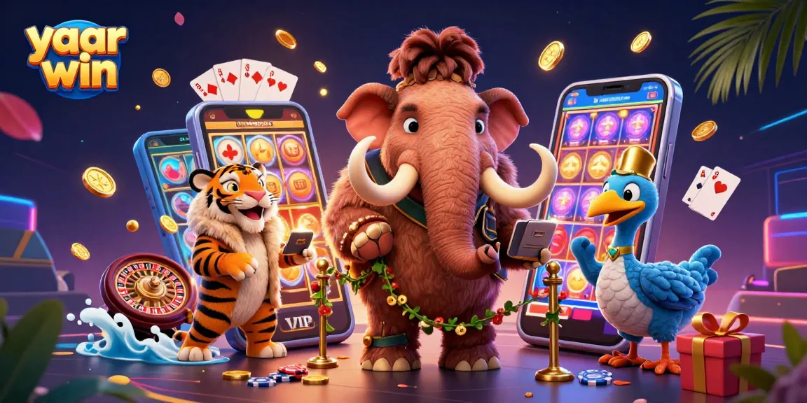 Experience thrilling action as the yaar win casino bouncer checks IDs at a vibrant gaming door.