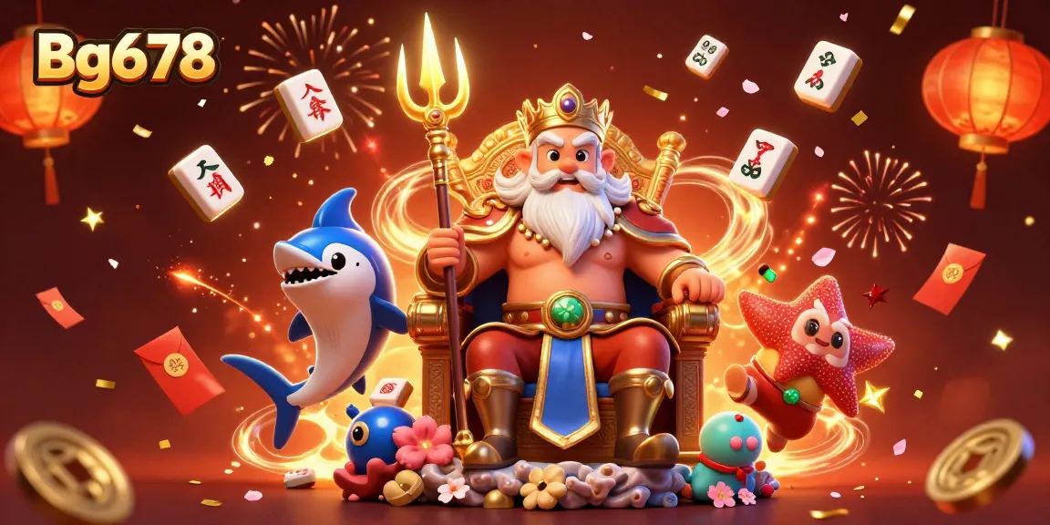 Experience gaming excitement with Bg678 amidst colorful casino elements and characters.
