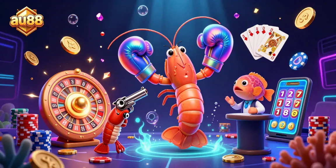 Experience vibrant casino excitement with au88 as colorful coins, cards, and characters enliven the scene.