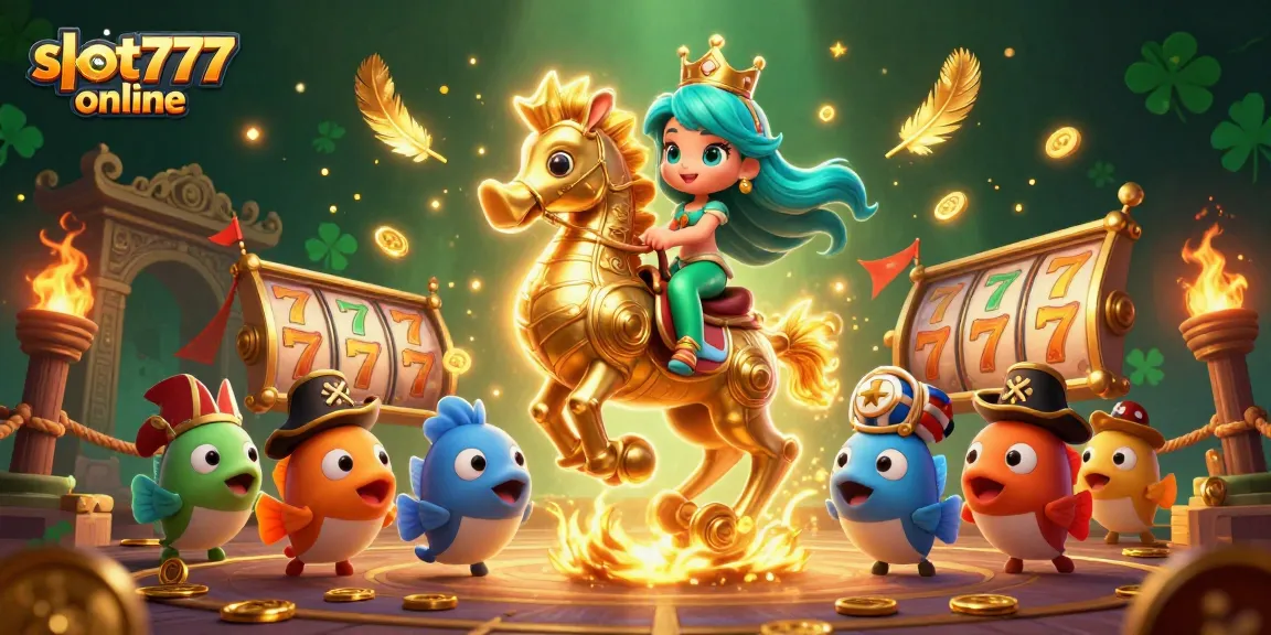 Experience exciting spins with slot777 online in a vibrant mermaid-themed 3D casino illustration.