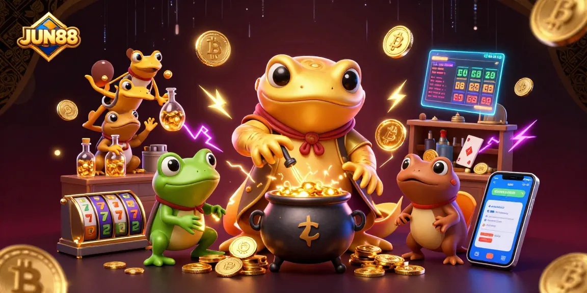 Experience the lively JUN88 casino world with magical elements of gold coins and thrilling gameplay!