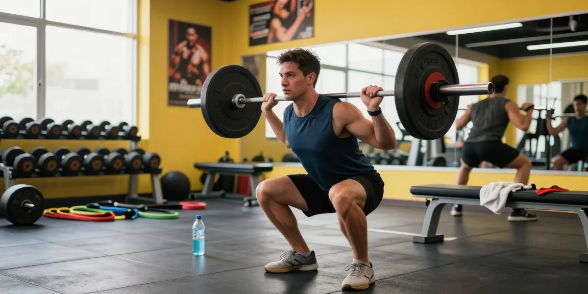 Training in a bright gym with a focus on strength, showcasing the Deus Medical Shop products.