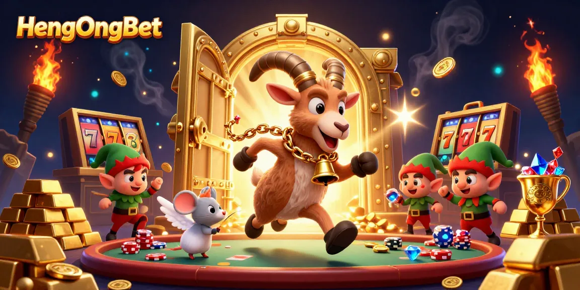 Experience thrilling gameplay at HengOngBet with a lively casino scene featuring vibrant characters and dynamic game elements.