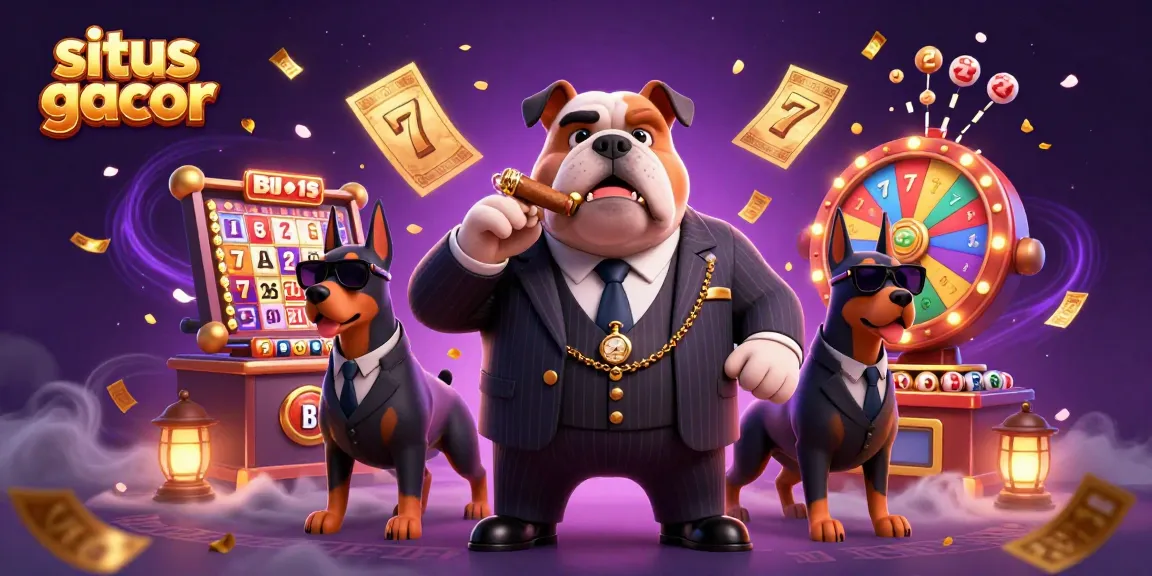 Experience situs gacor excitement with 3D cartoon mafia characters surrounded by dynamic casino elements.