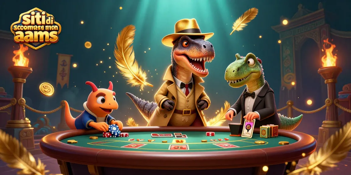 Scommetti sui siti di scommesse non AAMS con un velociraptor travestito al tavolo da blackjack, intrigante e ricco di dettagli.