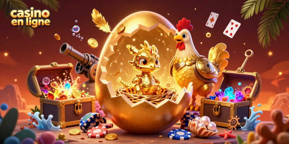Casino en ligne avec dragon d'or et jetons de poker, illustration immersive.