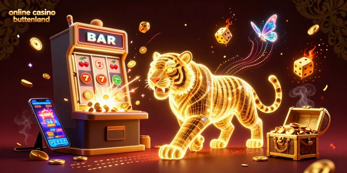Experience the thrill of online casino buitenland with a captivating neon tiger and immersive 3D casino elements.