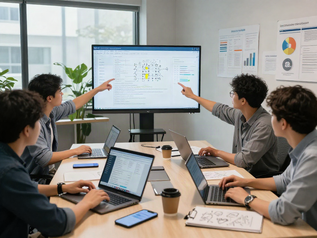 Document fraud detection software tools in a modern fintech office environment with data analysts collaborating over analytics