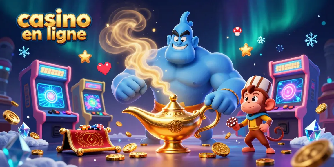 Vivez la magie du casino en ligne avec un génie, un singe et des éléments de jeu vibrants