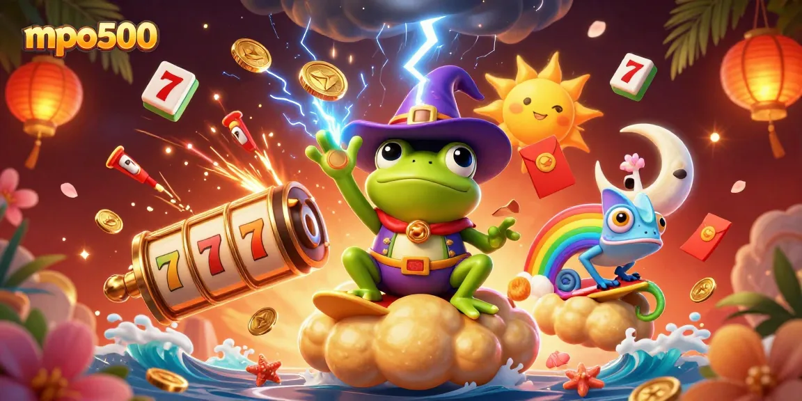 Mpo500 offers impressive jackpot opportunities with vibrant casino-themed characters and colorful gaming elements.
