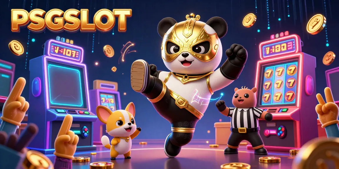 PSGSLOT menghadirkan suasana slot gacor dengan karakter panda dan chihuahua dalam pertarungan di kasino.