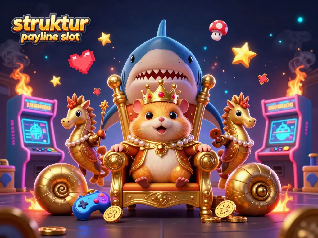 Temukan struktur payline slot yang menarik dan simbol keberuntungan dalam ilustrasi yang kaya detail.