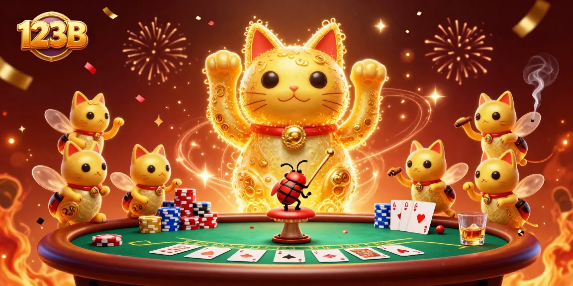 Experience the vibrant excitement of 123B with this animated lucky cat and casino scene.
