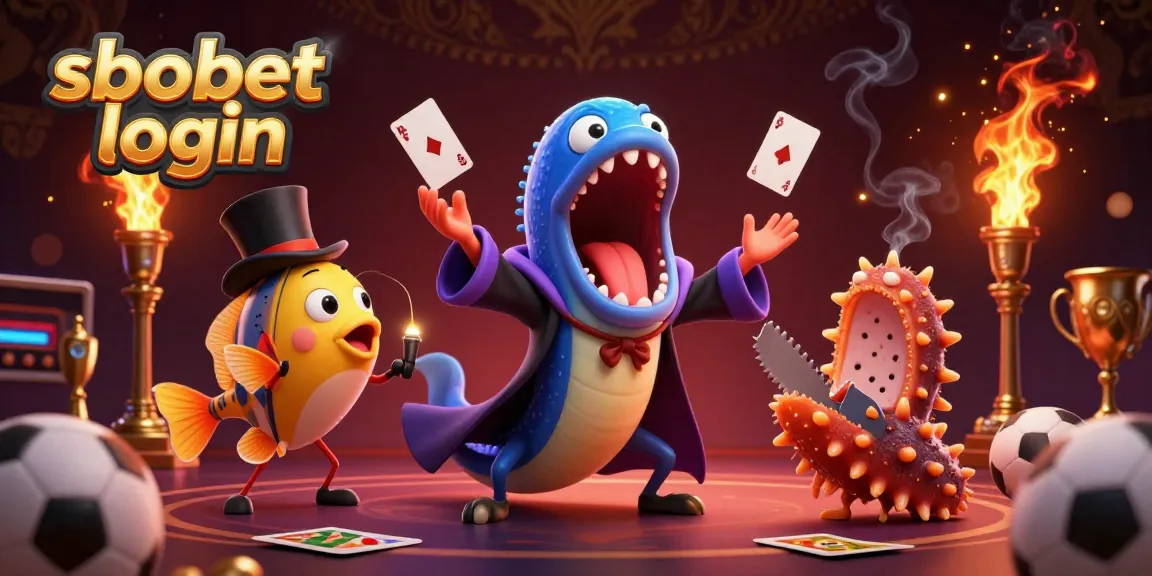 SBOBET login sports betting scene featuring a magic act with a deep-sea eel, anglerfish, and unique game elements.